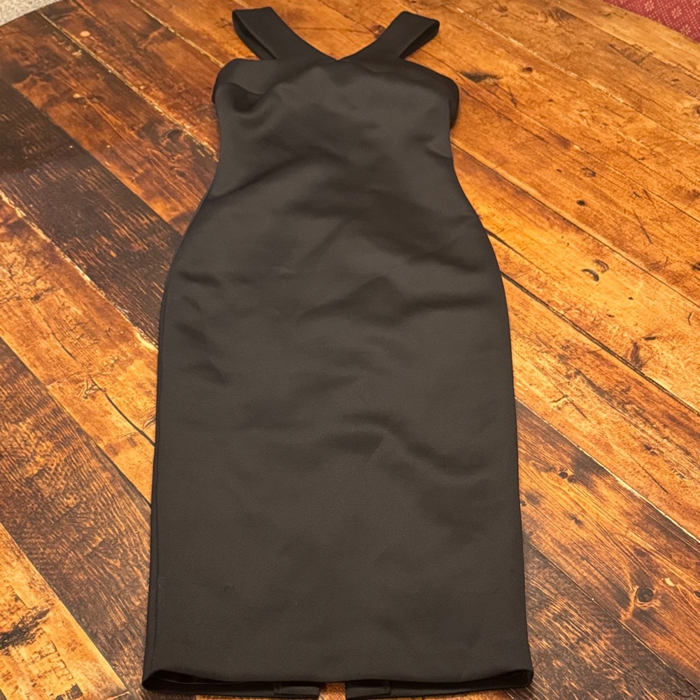 Ted Baker Black Satin Vadena Midi Pencil Sheath Dress Size 1 small